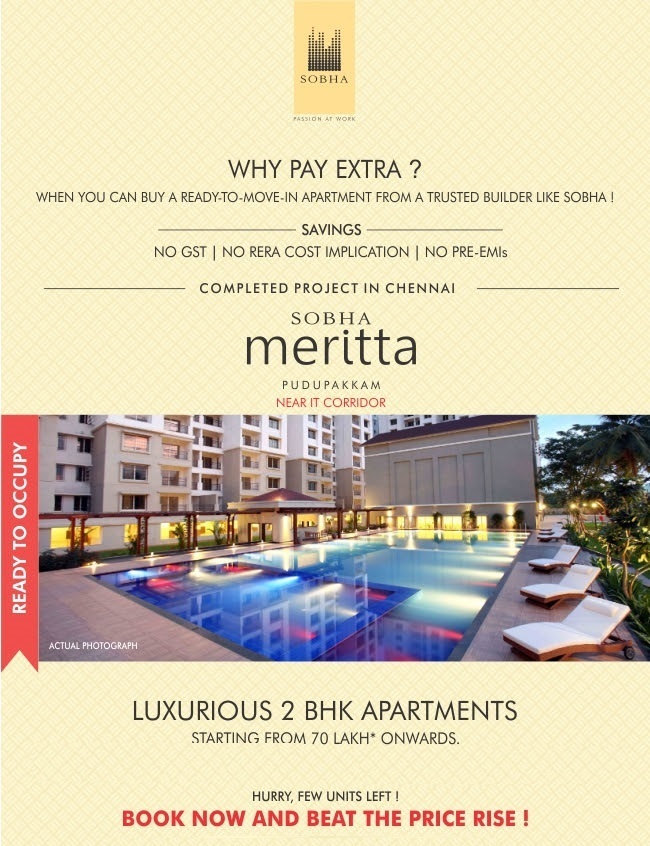 A great saving awaits you at Sobha Meritta in Chennai Update
